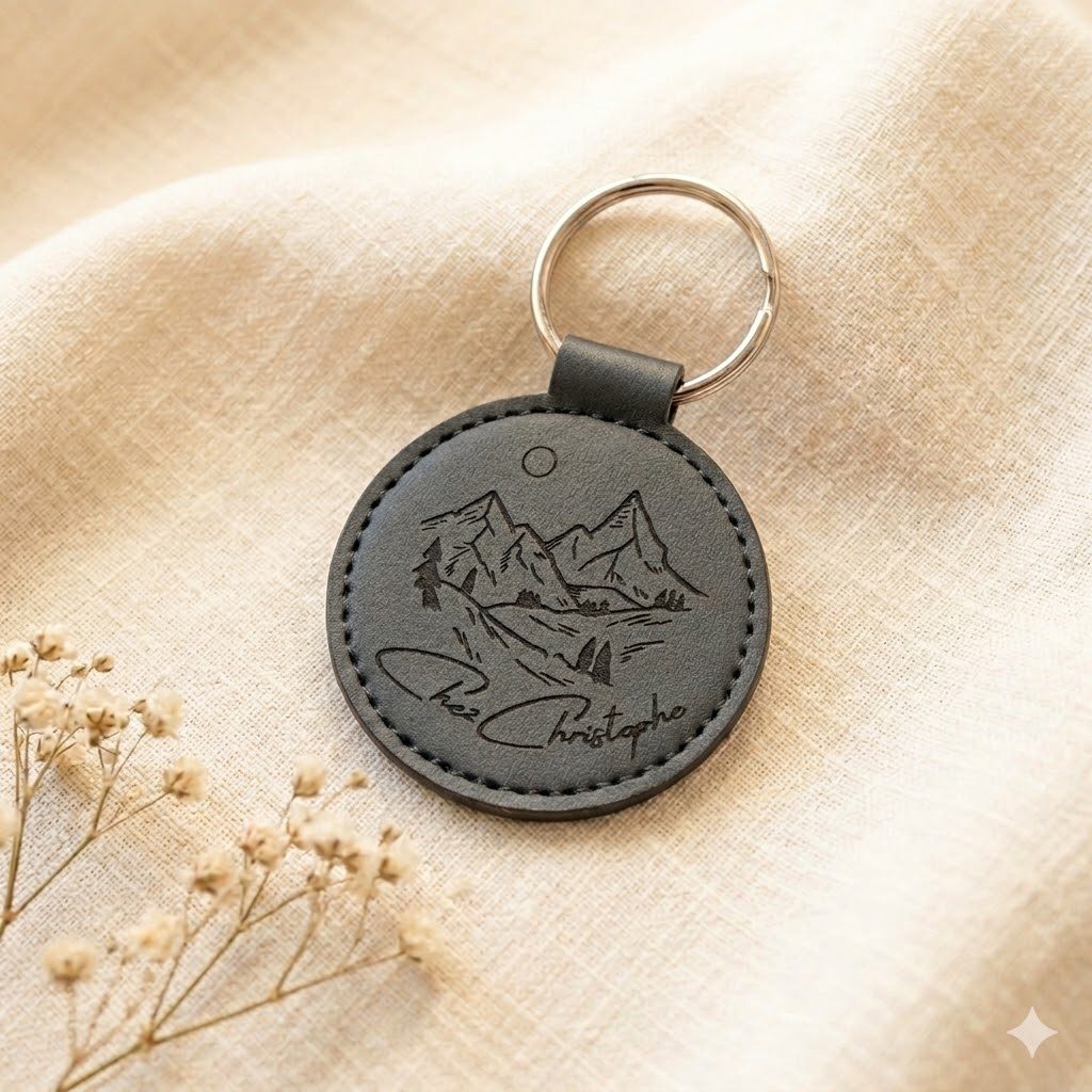 Porte-clés cuir noir